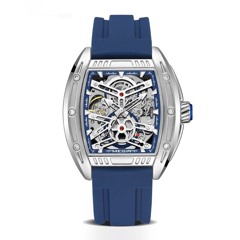 Men’s Wine Barrel Mechanical Watch with Silicone Strap – HZ Mobile - HZ Mobile