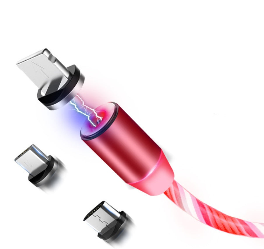 Compatible with Apple, Flowing Ligh Magnetic Streamer Data Line Cable for Iphone Android Typec - HZ Mobile
