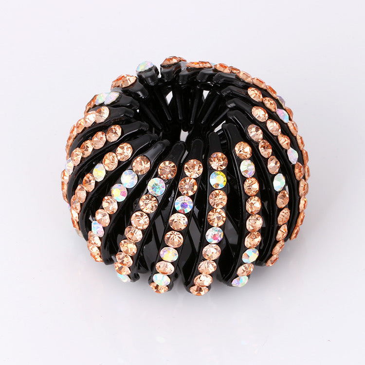 Bird’s Nest Rhinestone Hairpin – Colorful Ponytail Ball Clip & Elegant Hair Accessory - HZ Mobile