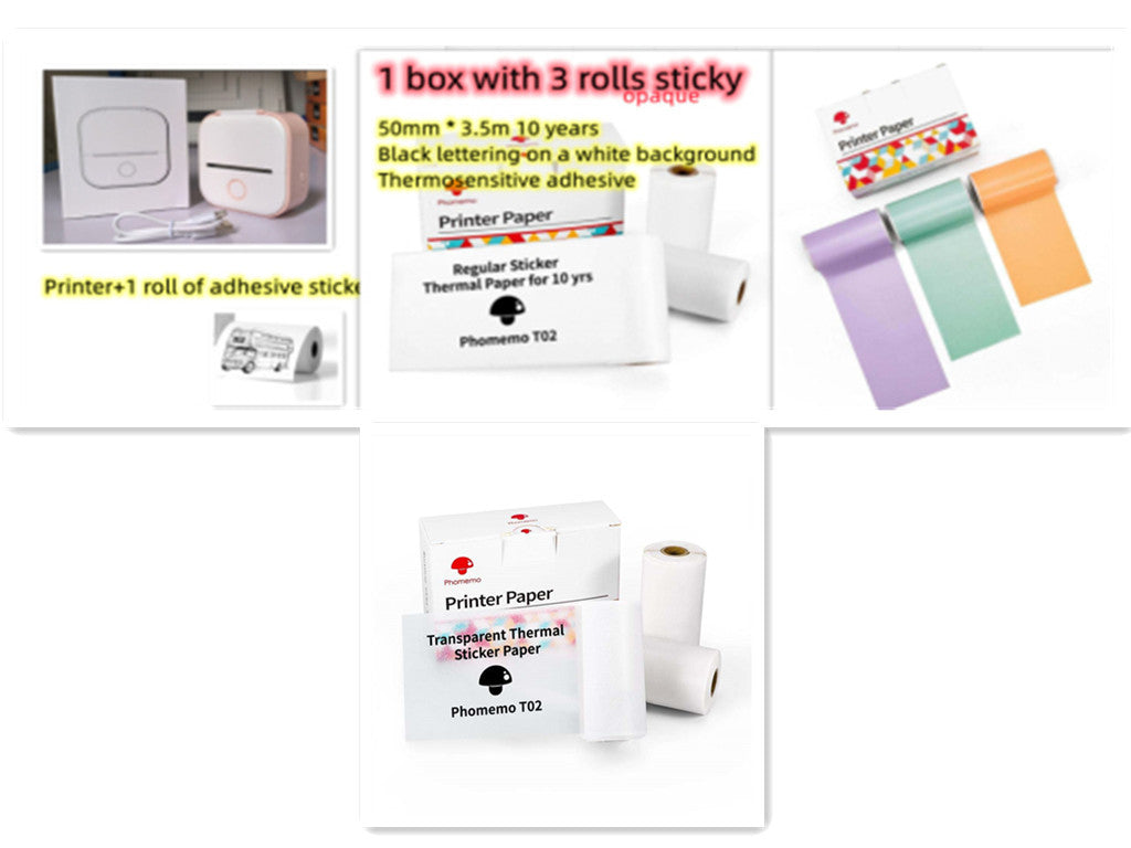 Portable Mini Thermal Label Printer Home Photo Printer Student Wrong Question Printer Bluetooth-compatible Mini Label Printer Price Tag - HZ Mobile