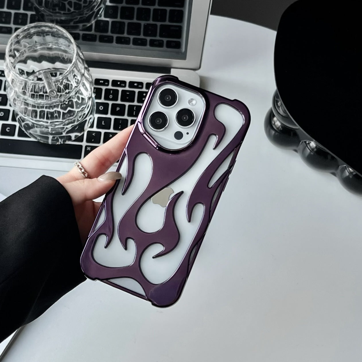 Electroplating Hollow Heat Dissipation Phone Case Flame Pattern High-grade Soft Shell - HZ Mobile