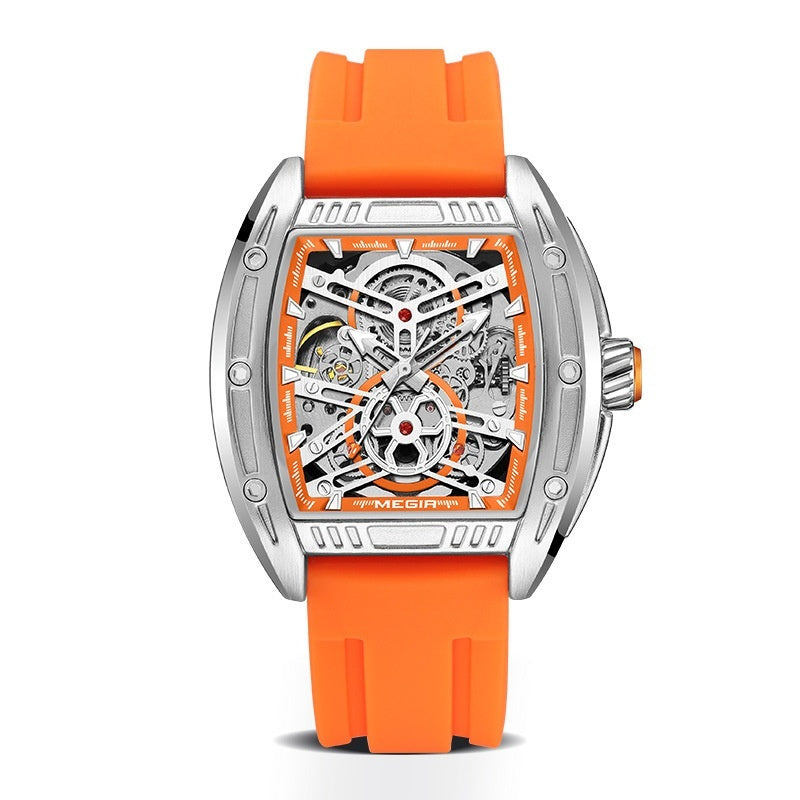 Men’s Wine Barrel Mechanical Watch with Silicone Strap – HZ Mobile - HZ Mobile