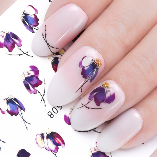 Butterfly & Flower Nail Sticker – 1pc Water Transfer Decal Slider for Nail Art & Manicure Wraps (JISTZ508) - HZ Mobile