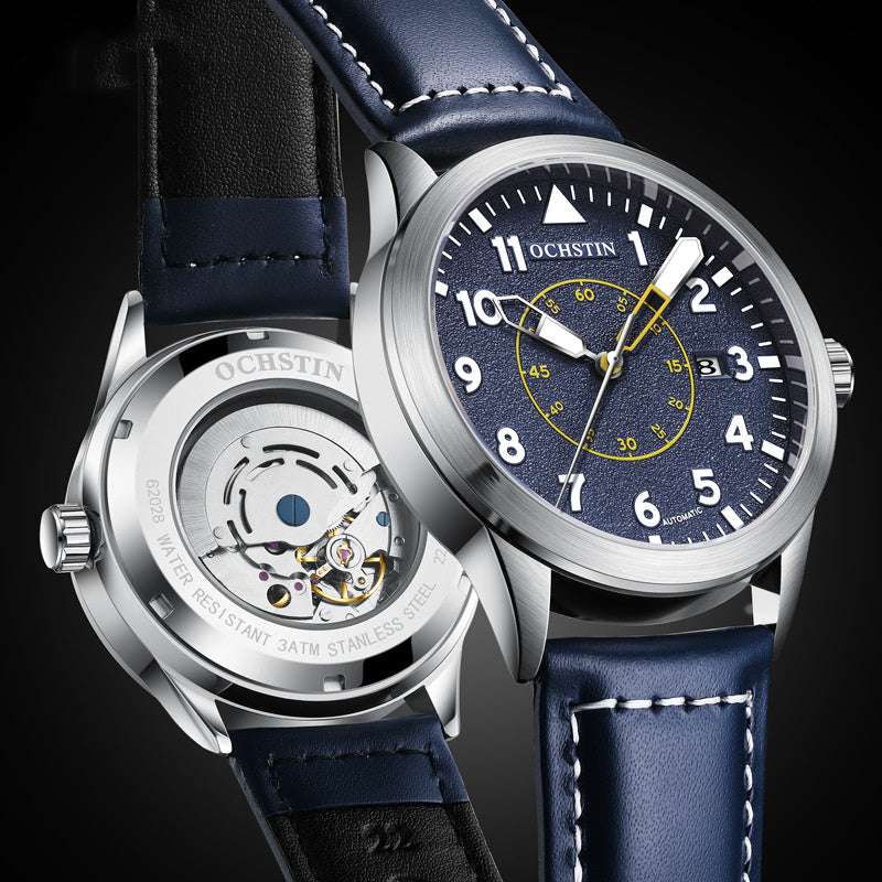 Metal Automatic Mechanical Leather Waterproof Men’s Luminous Watch – HZ Mobile - HZ Mobile
