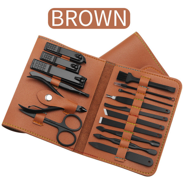 16pcs Professional Manicure & Pedicure Set – Nail Clippers, Trimmers, Ear Pick & Grooming Tools with Travel Case - HZ Mobile