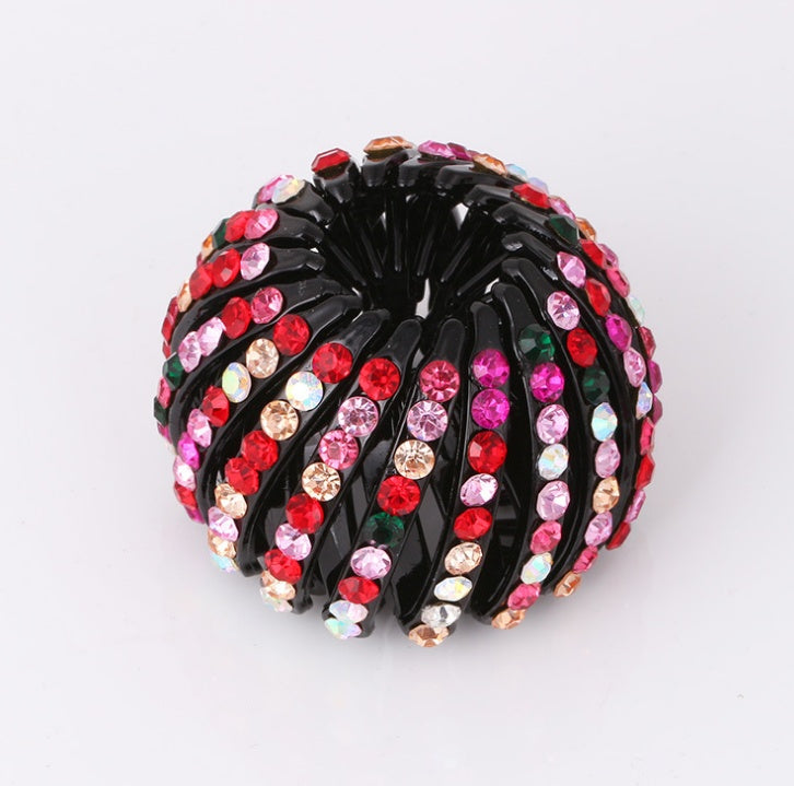 Bird’s Nest Rhinestone Hairpin – Colorful Ponytail Ball Clip & Elegant Hair Accessory - HZ Mobile