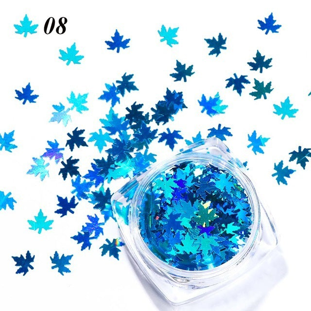 Gradient Maple Leaf Nail Sequins – Autumn Iridescent Glitter Flakes for DIY Acrylic & Gel Nails - HZ Mobile