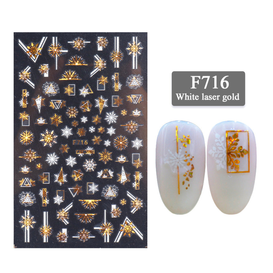3D Christmas Snowflake Nail Stickers – Two-Color Golden Laser Thin Decals for DIY & Salon Manicure - HZ Mobile