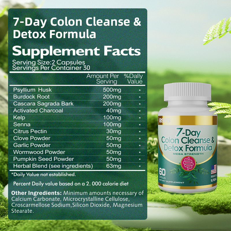 7-Day Colon Cleanse & Detox Capsules – Natural Digestive Support & Gentle Detox Formula - HZ Mobile