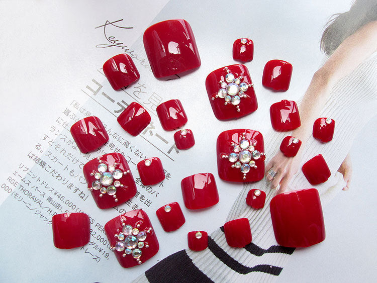 24 Pcs Professional Artificial Acrylic Toe Nails – Full Cover Press-On Toe Nail Patches - HZ Mobile
