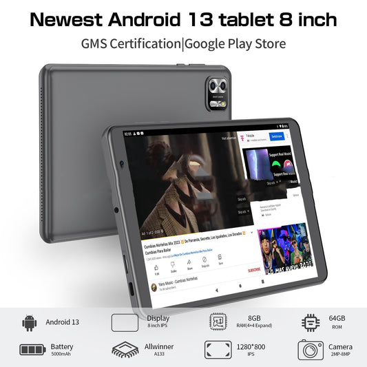 8-Inch Android 13 Tablet PC – Octa-Core Processor, 64GB Storage, Compact & Powerful - HZ Mobile