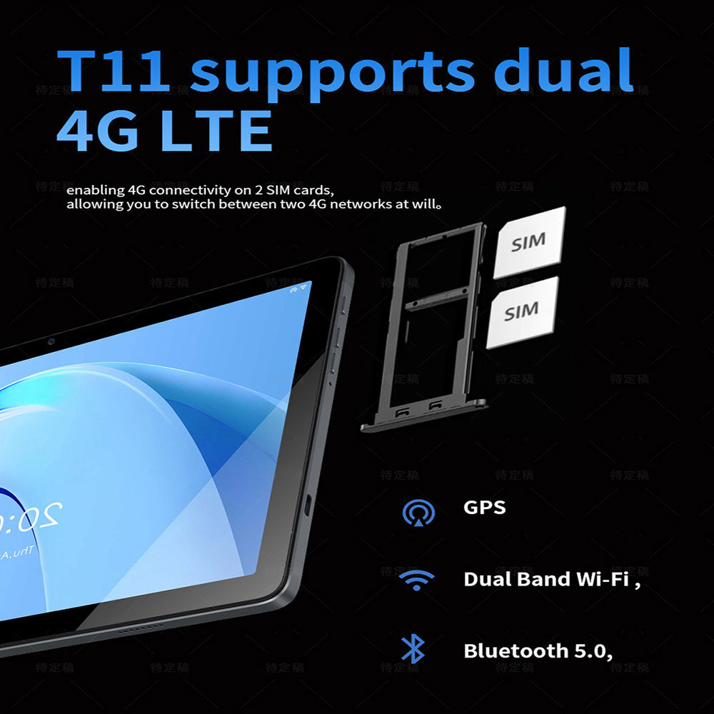 G-tab T11 Android 14 Tablet 10.1 Inch 1280&800 IPS Screen Unisoc T606 8 Core Max 1.6GHz 8GB RAM 4GB&4GB Expansion128GB ROM 2.4&5GHz WiFi Bluetooth 5.0 6580mAh Battery 8MP&13MP Camera Dual 4G - HZ Mobile