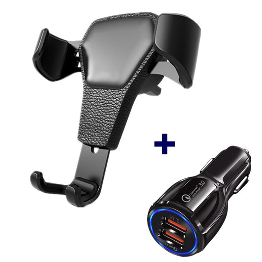 Leather grain gravity mobile phone car holder - HZ Mobile