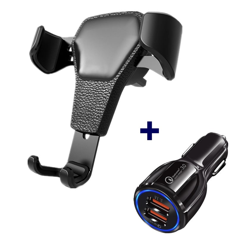 Leather grain gravity mobile phone car holder - HZ Mobile