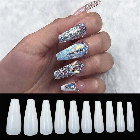 500 Pcs Transparent Natural Ballet Fake Nails – Full Cover Acrylic Nail Tips for DIY & Salon Use - HZ Mobile