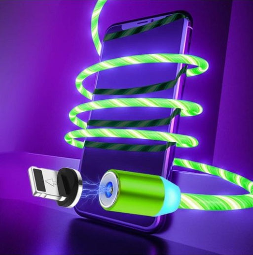 Compatible with Apple, Flowing Ligh Magnetic Streamer Data Line Cable for Iphone Android Typec - HZ Mobile