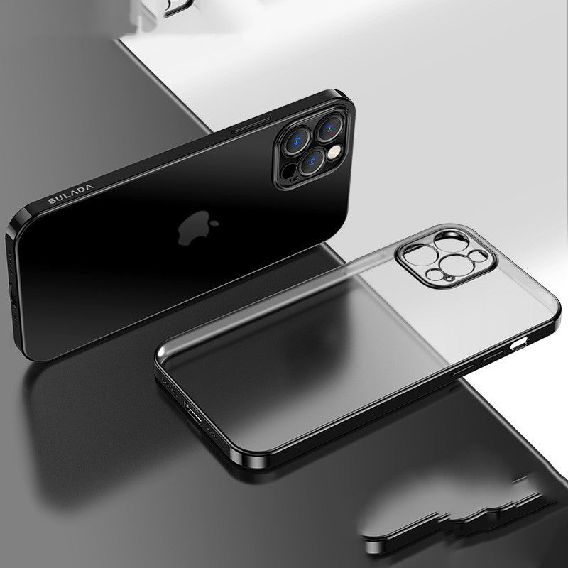 Luxury Square Frame Plating Clear Matte Transparent Silicone Cover - HZ Mobile