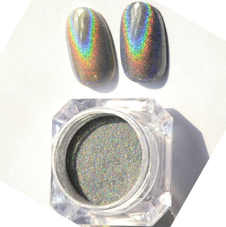 Rainbow Laser Mirror Nail Powder – Chrome Holographic Pigment for DIY & Salon Nail Art - HZ Mobile