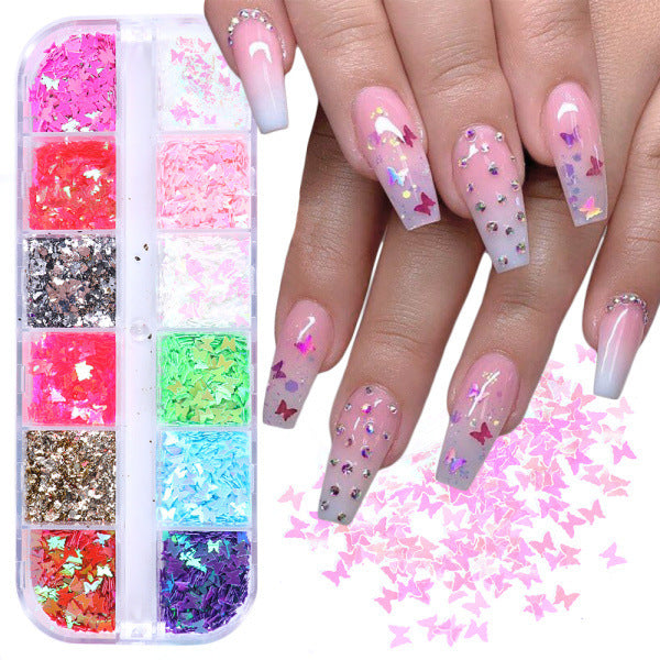 Symphony Butterfly Sequin Nail Decorations – Iridescent Glitter Flakes for DIY Acrylic & Gel Nails - HZ Mobile