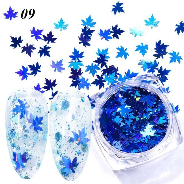 Gradient Maple Leaf Nail Sequins – Autumn Iridescent Glitter Flakes for DIY Acrylic & Gel Nails - HZ Mobile