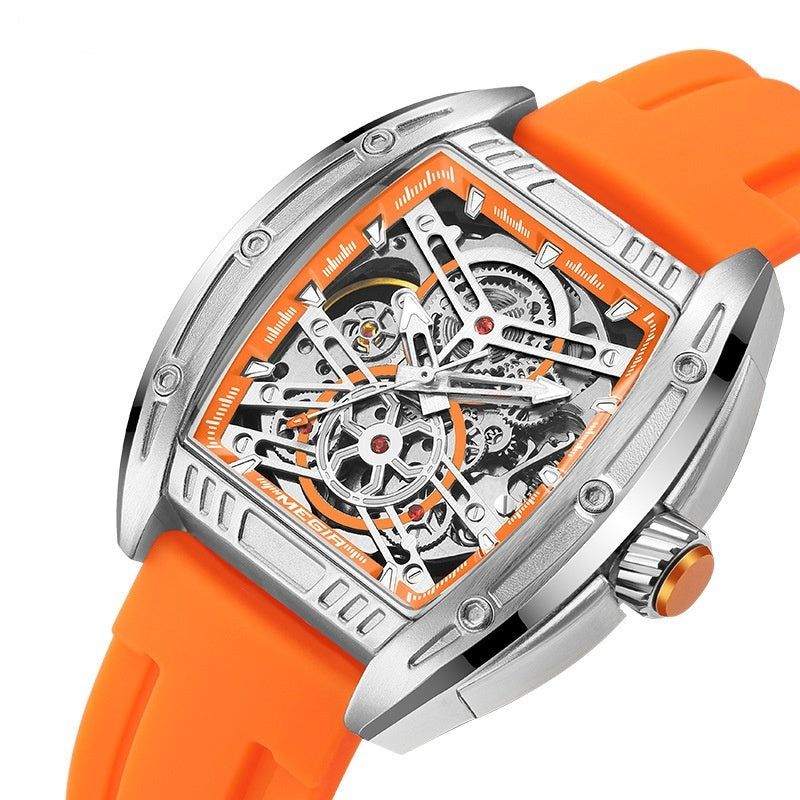 Men’s Wine Barrel Mechanical Watch with Silicone Strap – HZ Mobile - HZ Mobile