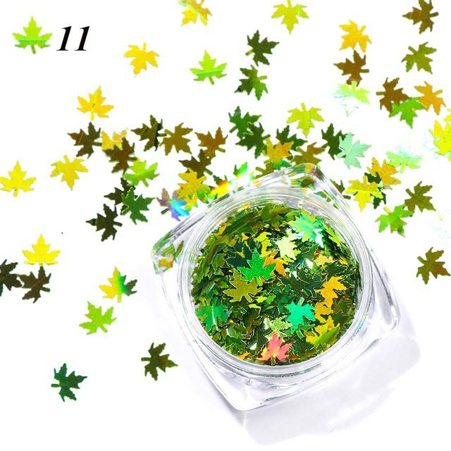 Gradient Maple Leaf Nail Sequins – Autumn Iridescent Glitter Flakes for DIY Acrylic & Gel Nails - HZ Mobile