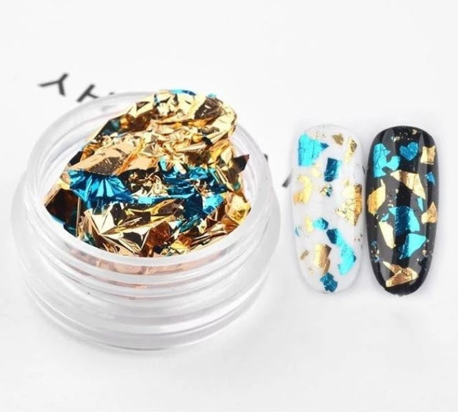 Tin Foil Nail Art Fragments – Metallic Nail Jewelry Flakes for DIY Acrylic & Gel Designs - HZ Mobile