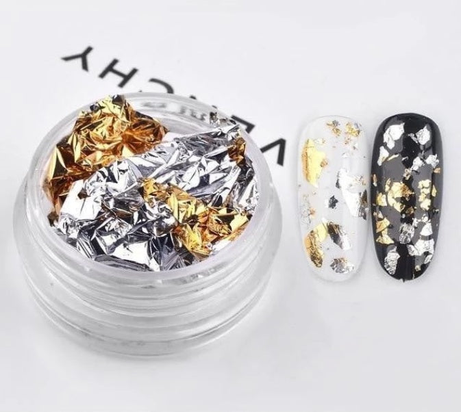 Tin Foil Nail Art Fragments – Metallic Nail Jewelry Flakes for DIY Acrylic & Gel Designs - HZ Mobile