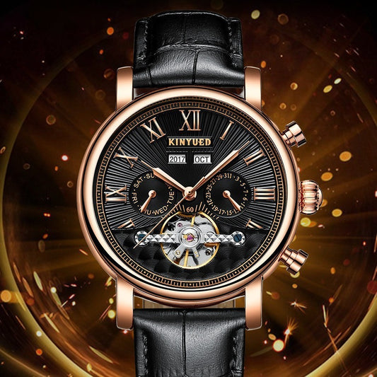 Automatic Mechanical Men’s Leather Hollow-Out Watch – HZ Mobile - HZ Mobile