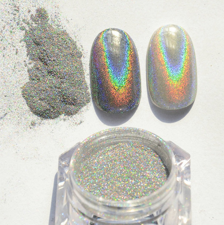Rainbow Laser Mirror Nail Powder – Chrome Holographic Pigment for DIY & Salon Nail Art - HZ Mobile