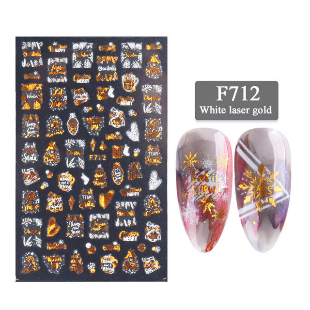 3D Christmas Snowflake Nail Stickers – Two-Color Golden Laser Thin Decals for DIY & Salon Manicure - HZ Mobile
