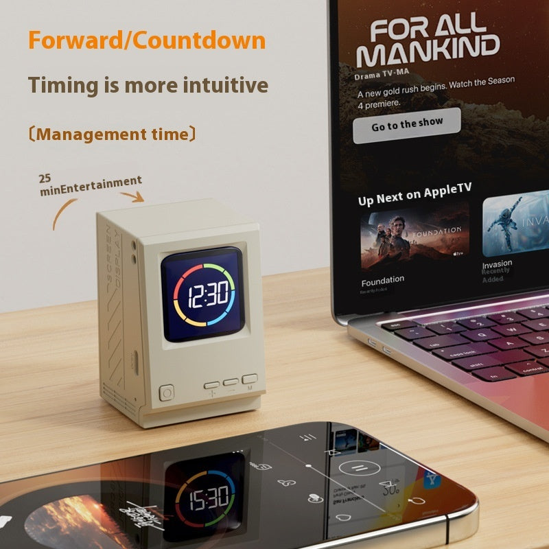 Retro Small Computer Lyrics Speaker Table Clock Wireless Bluetooth Speaker - HZ Mobile