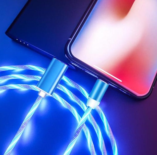 Compatible with Apple, Flowing Ligh Magnetic Streamer Data Line Cable for Iphone Android Typec - HZ Mobile