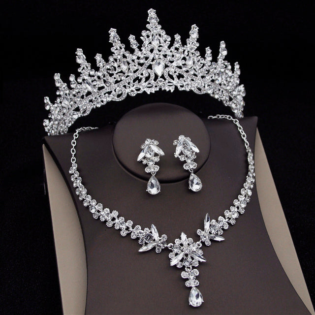 Royal Queen Bridal Jewelry Set – Luxury Wedding Tiara & Earrings Necklace Set for Women - HZ Mobile