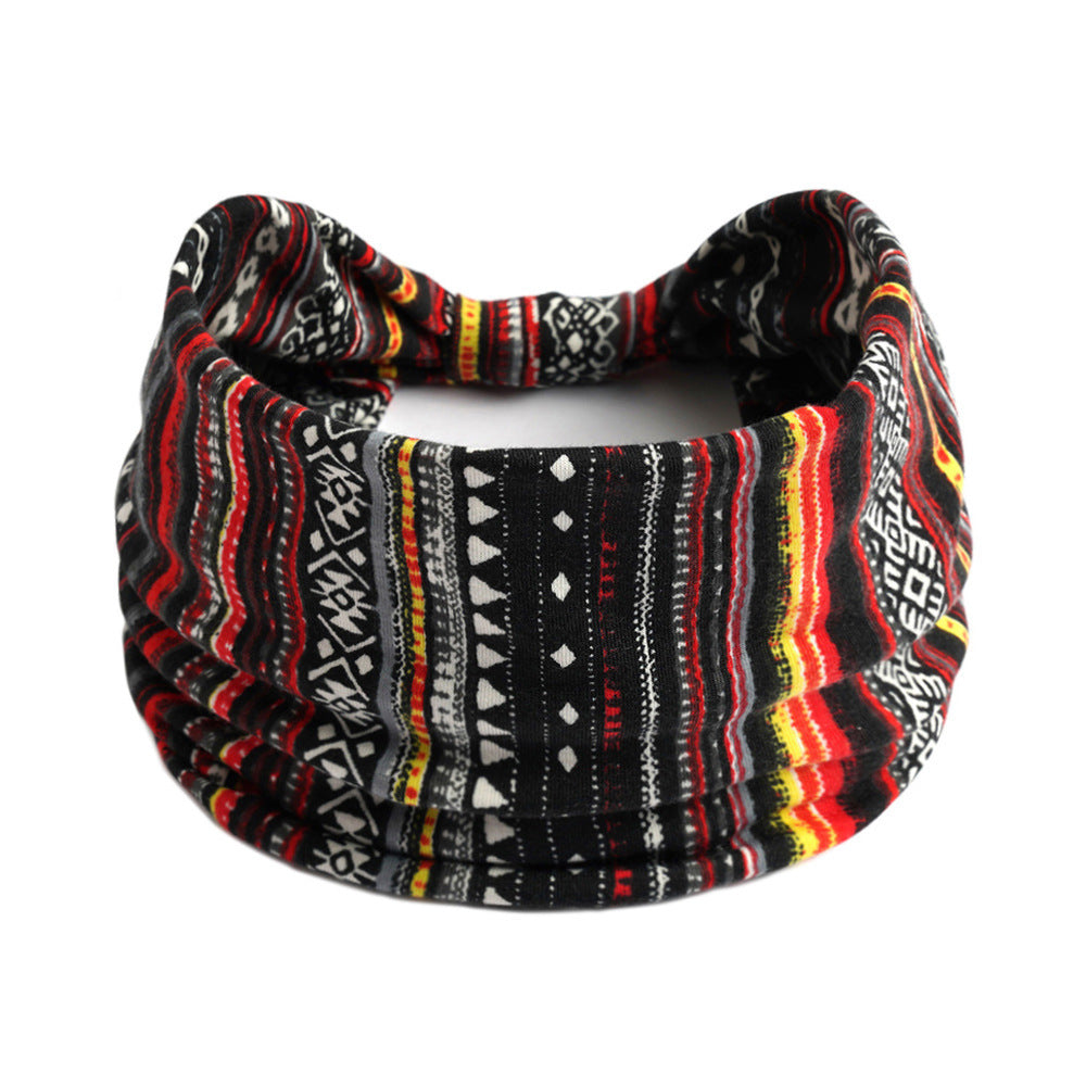 Bohemian Yoga Sports Headband – Cashew Print, Sweat-Absorbent & Non-Slip Elastic Hairband - HZ Mobile