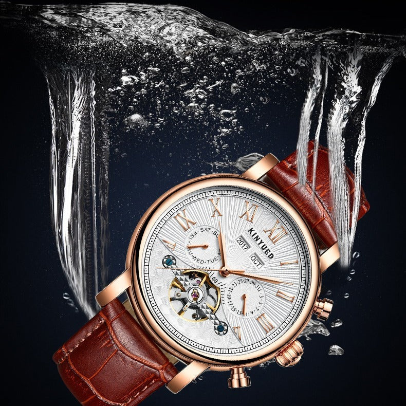 Automatic Mechanical Men’s Leather Hollow-Out Watch – HZ Mobile - HZ Mobile