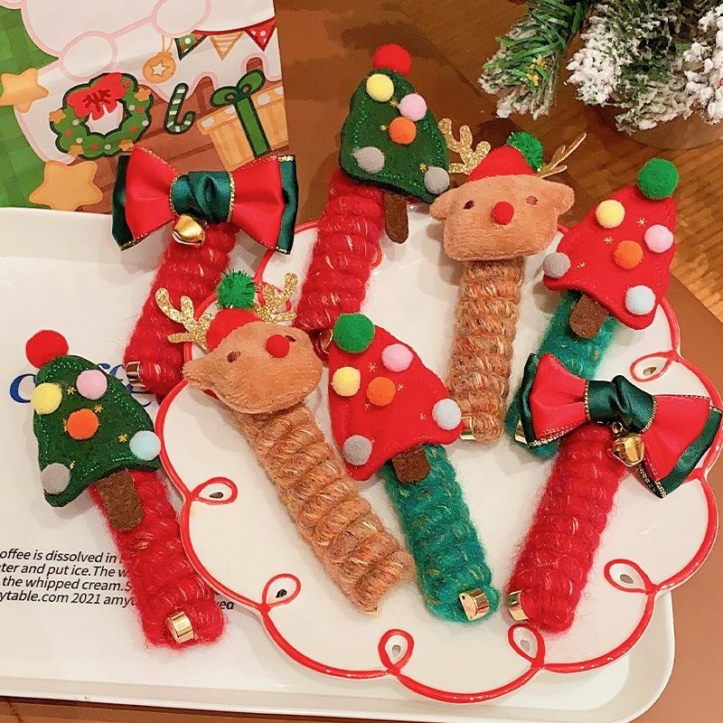 Christmas Hair Ties for Girls – Cute Elastic Telephone Wire Spiral Bands & Festive Kids Hair Accessories - HZ Mobile