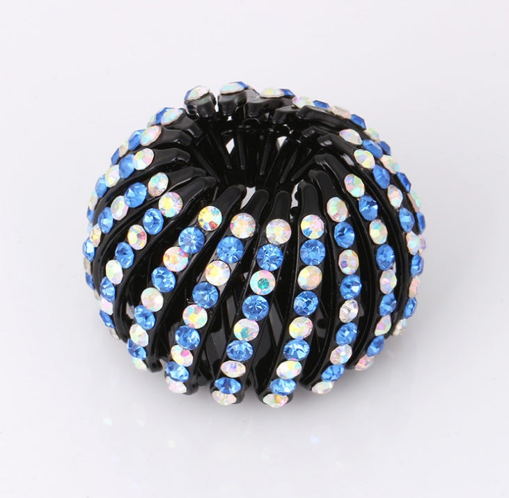 Bird’s Nest Rhinestone Hairpin – Colorful Ponytail Ball Clip & Elegant Hair Accessory - HZ Mobile