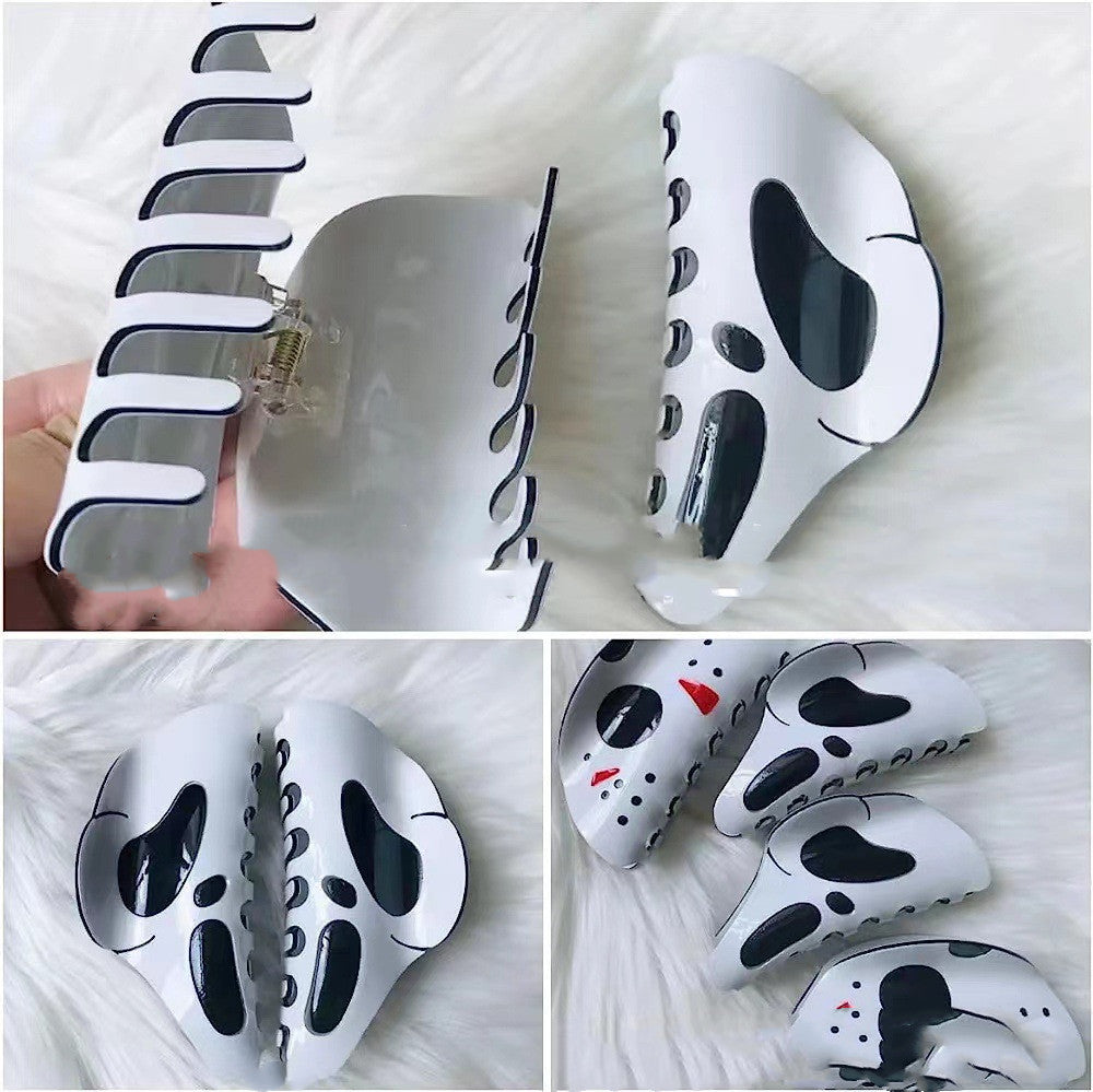 Halloween Grimace Hair Barrettes – White Decorative Hair Clips for Girls & Women | Spooky Costume Accessories - HZ Mobile