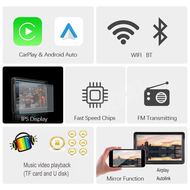 7 IPS Car Smart Screen Wireless Carplay Auto Mobile Phone Projection Screen Navigation - HZ Mobile