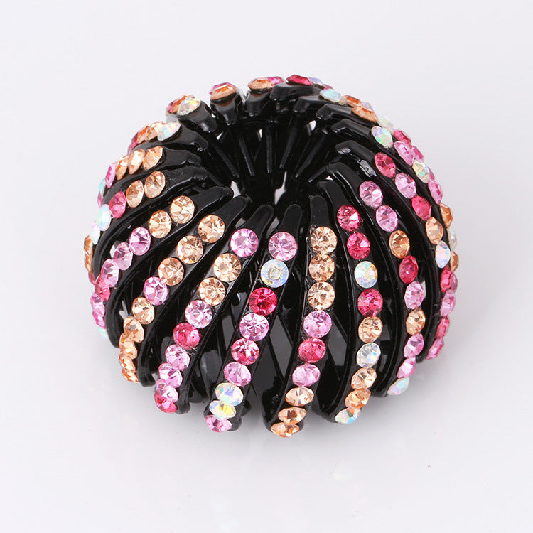Bird’s Nest Rhinestone Hairpin – Colorful Ponytail Ball Clip & Elegant Hair Accessory - HZ Mobile
