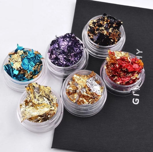 Tin Foil Nail Art Fragments – Metallic Nail Jewelry Flakes for DIY Acrylic & Gel Designs - HZ Mobile