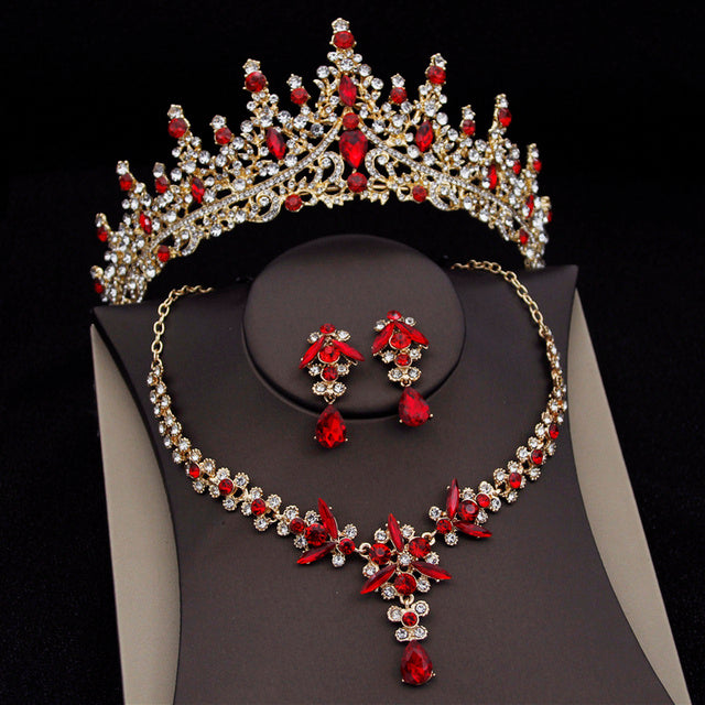 Royal Queen Bridal Jewelry Set – Luxury Wedding Tiara & Earrings Necklace Set for Women - HZ Mobile