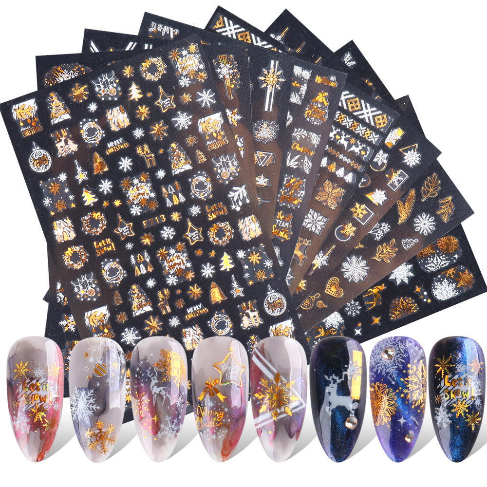 3D Christmas Snowflake Nail Stickers – Two-Color Golden Laser Thin Decals for DIY & Salon Manicure - HZ Mobile