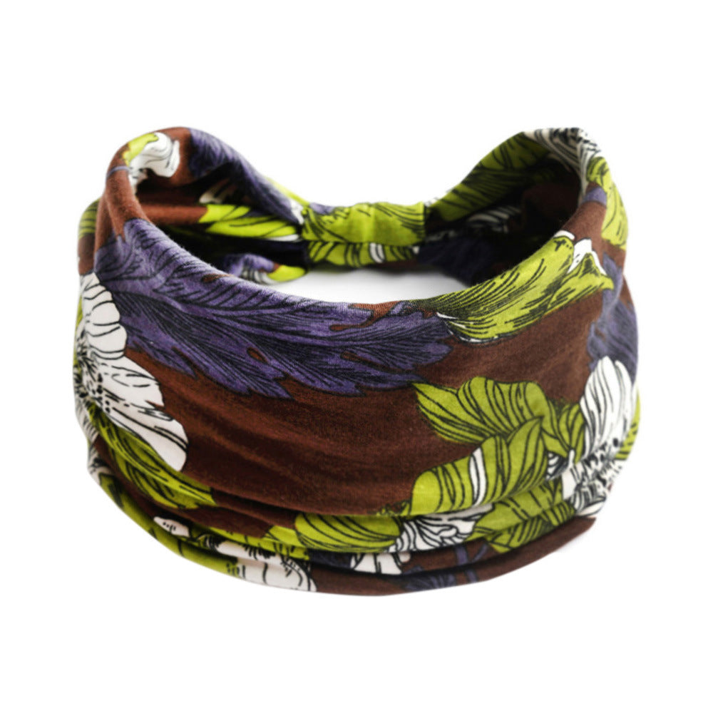 Bohemian Yoga Sports Headband – Cashew Print, Sweat-Absorbent & Non-Slip Elastic Hairband - HZ Mobile