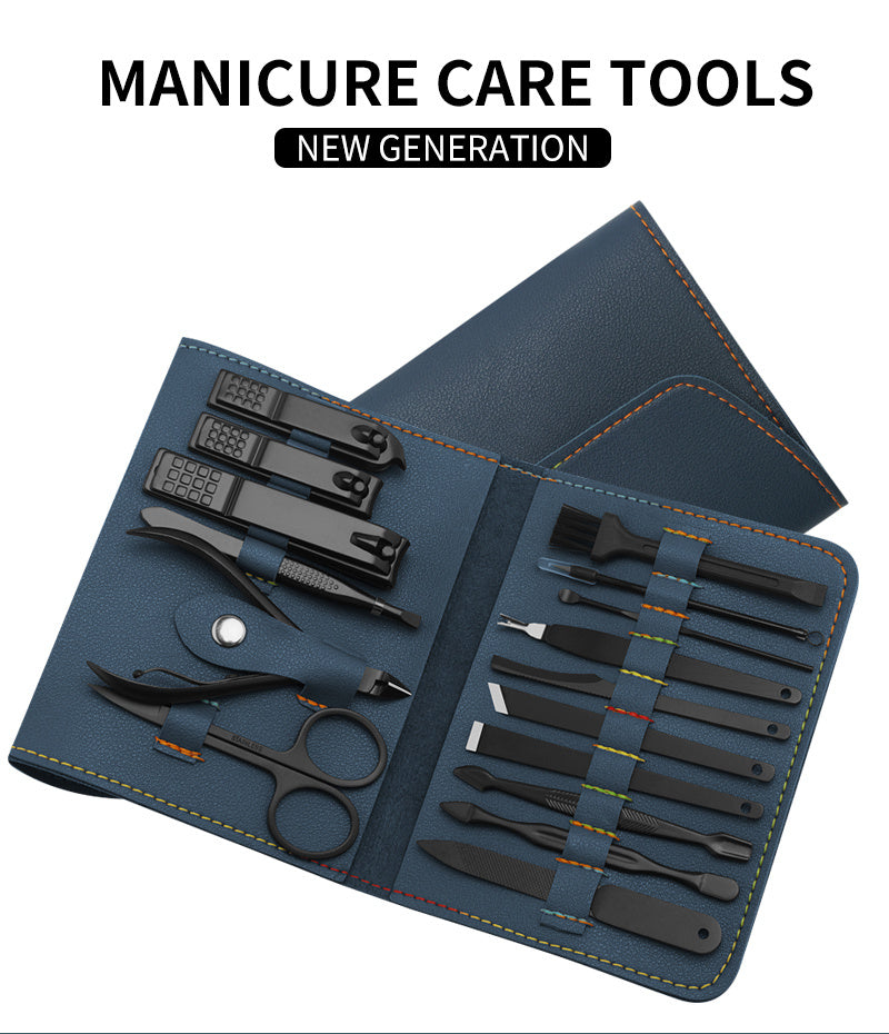 16pcs Professional Manicure & Pedicure Set – Nail Clippers, Trimmers, Ear Pick & Grooming Tools with Travel Case - HZ Mobile