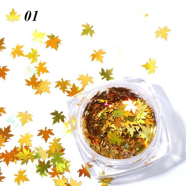 Gradient Maple Leaf Nail Sequins – Autumn Iridescent Glitter Flakes for DIY Acrylic & Gel Nails - HZ Mobile