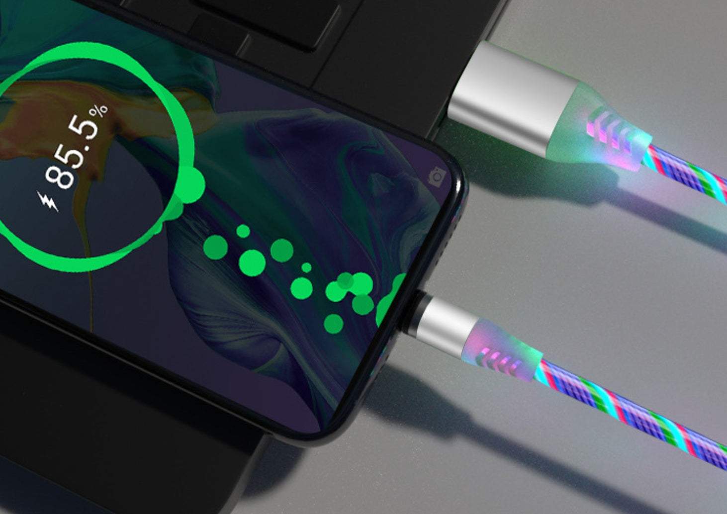 Compatible with Apple, Flowing Ligh Magnetic Streamer Data Line Cable for Iphone Android Typec - HZ Mobile