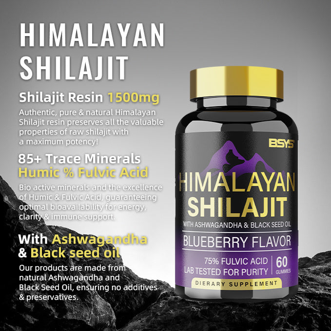 BSYS Shilajit Gummies – 60 Count Natural Energy, Stamina & Vitality Supplement - HZ Mobile