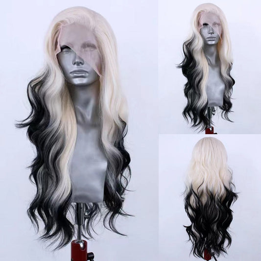 Light Gold Black Gradient Synthetic High Temperature Silk Role-playing Hair - HZ Mobile